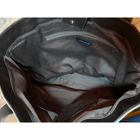 Wilsons Leather Leopard Print Haircalf Tote Bag Brown Leather Shoulder Bag - Picture 6 of 9